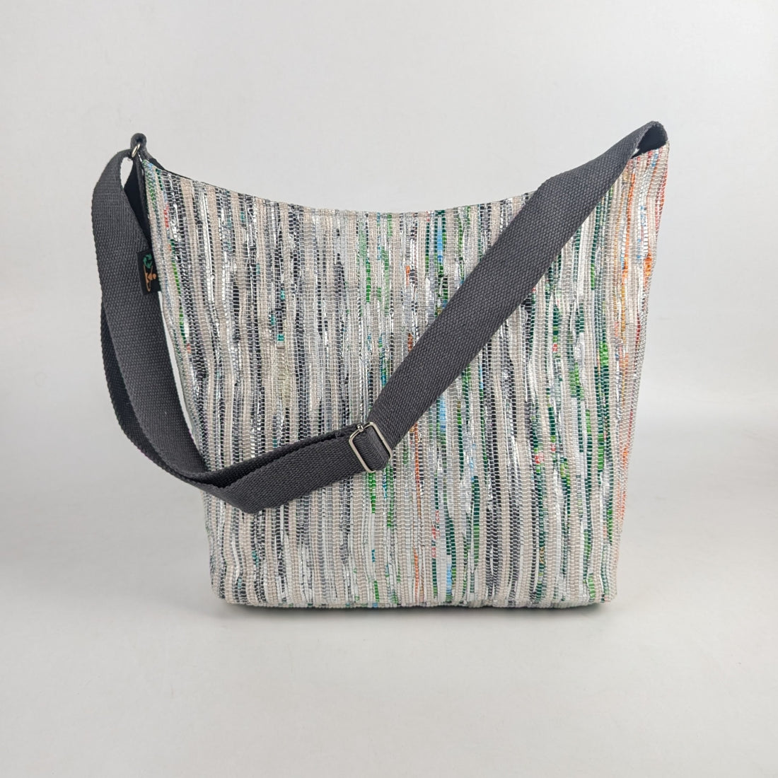 Shimmery Multicolored Striped   Upcycled Handwoven Eclipse Jhola Tote (EJ0325-007) PS_W