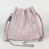 Shimmery Silver and Pink Striped Upcycled Handwoven Potli Sling (PS0824-002) PS_W