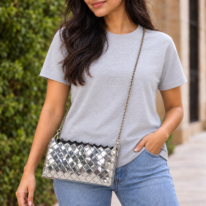Upcycled Origami Silver Clutch Sling (OSCS1026-001)