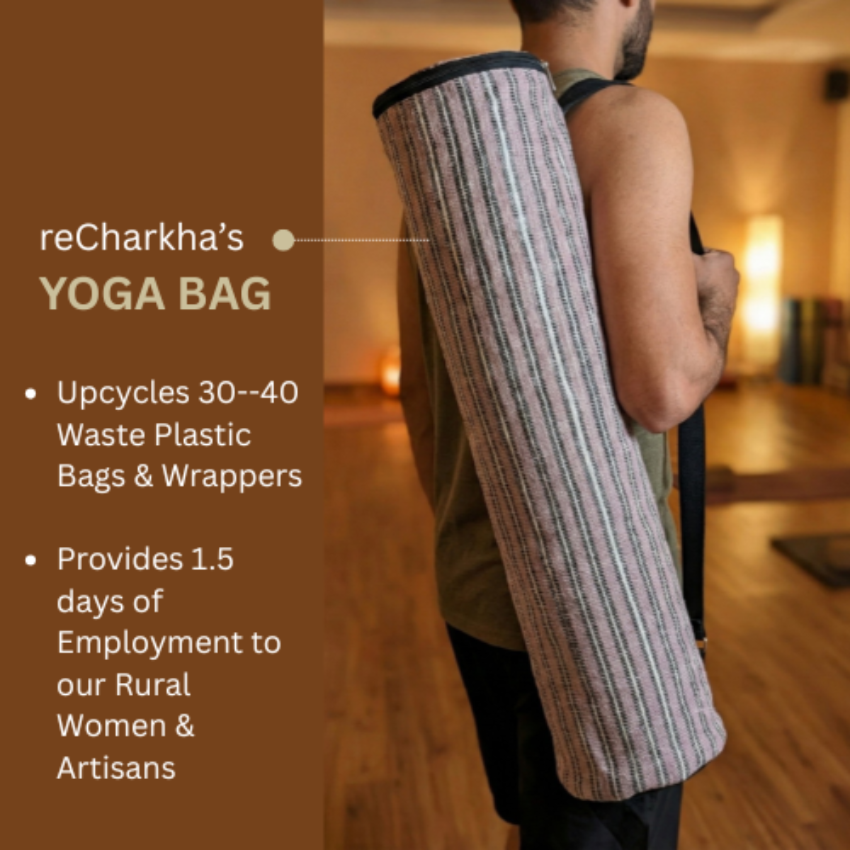 Upcycled Handwoven Yoga Mat Bag (YB0426-005) PS_W