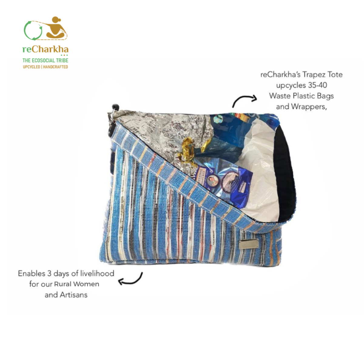 Premium Upcycled Handcrafted Trapeze Tote (TT0626-005) PS_W