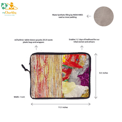 reCharkha X India Hikes Silver Glitter and Blue Tablet Sleeve (TS0624-009) PS_W