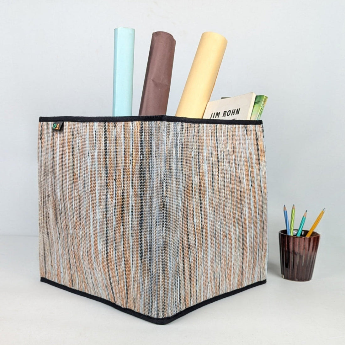 Upcycled Handcrafted Collapsible Storage Basket Big (CSBB0326-001) PS_W