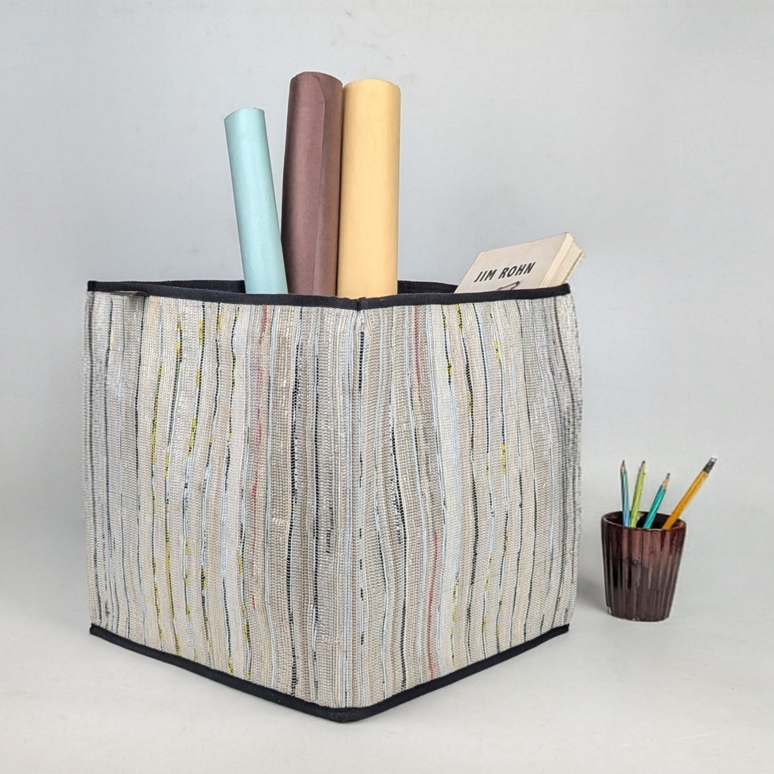 Upcycled Handcrafted Collapsible Storage Basket Big (CSBB0326-003) PS_W