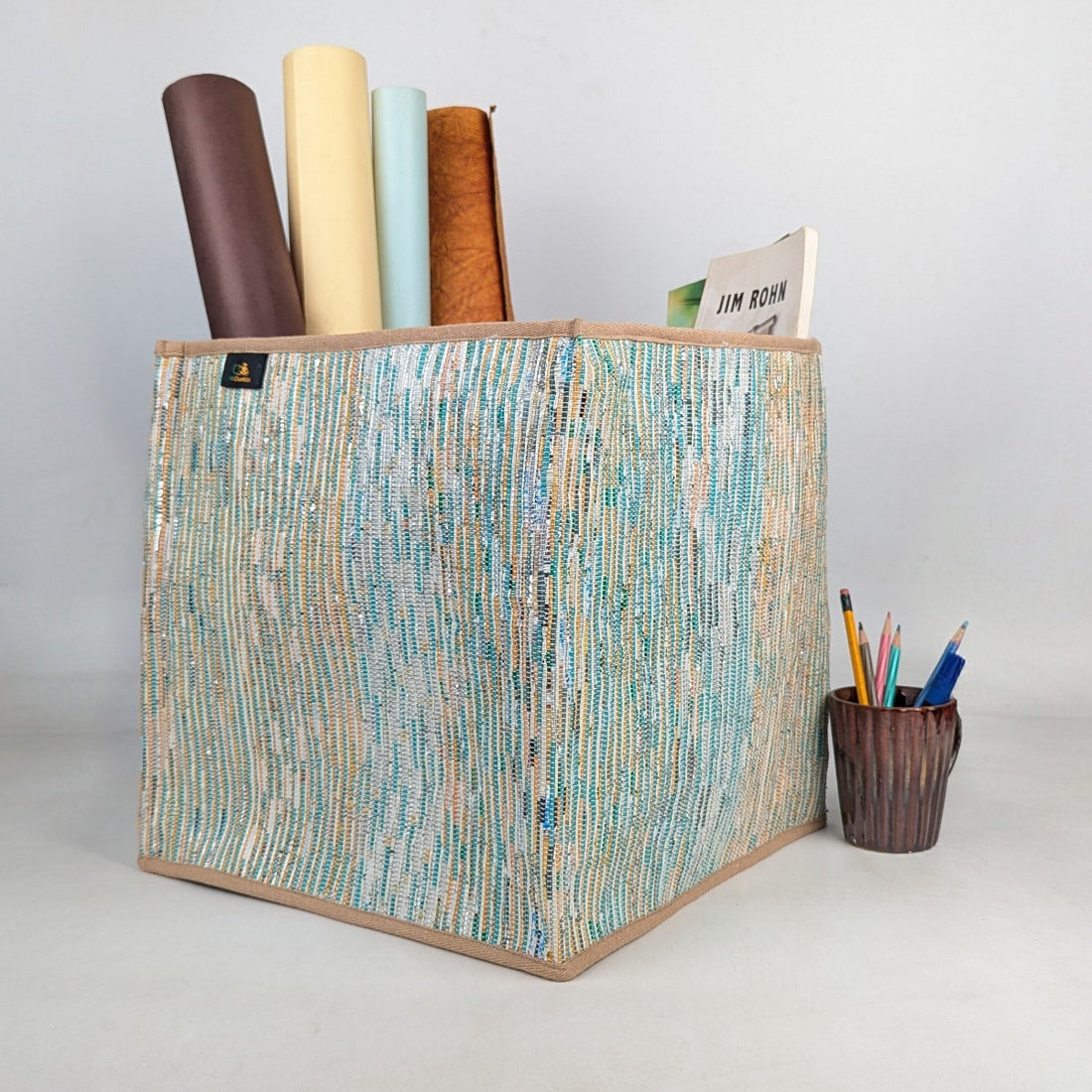 Upcycled Handcrafted Collapsible Storage Basket Big (CSBB0526-006) PS_W 