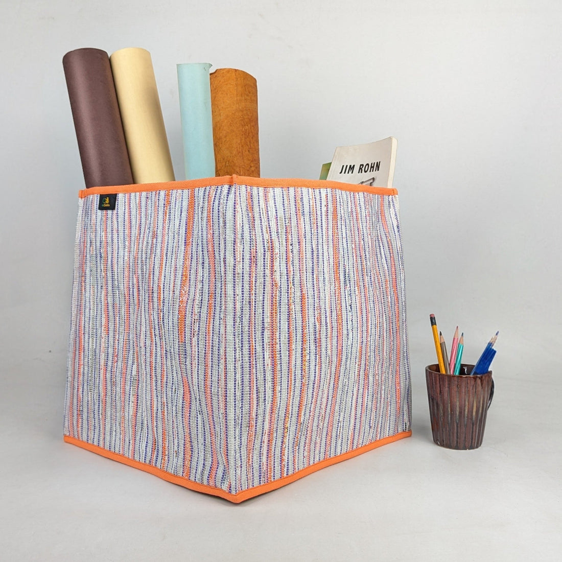 Upcycled Handcrafted Collapsible Storage Basket Big (CSBB0526-008) PS_W 