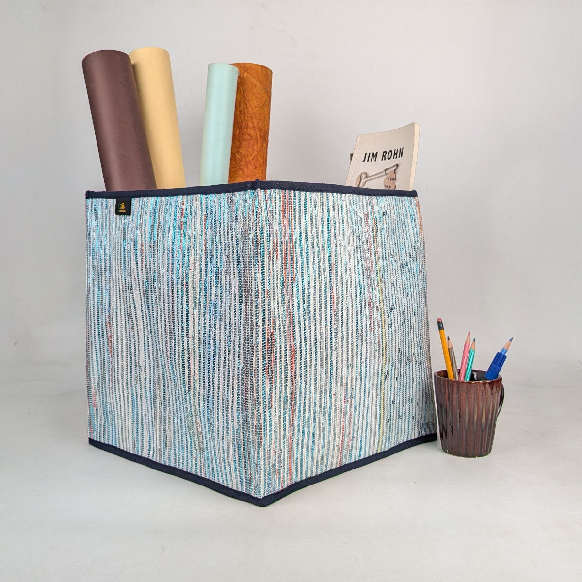 Upcycled Handcrafted Collapsible Storage Basket Big (CSBB0526-014) PS_W 