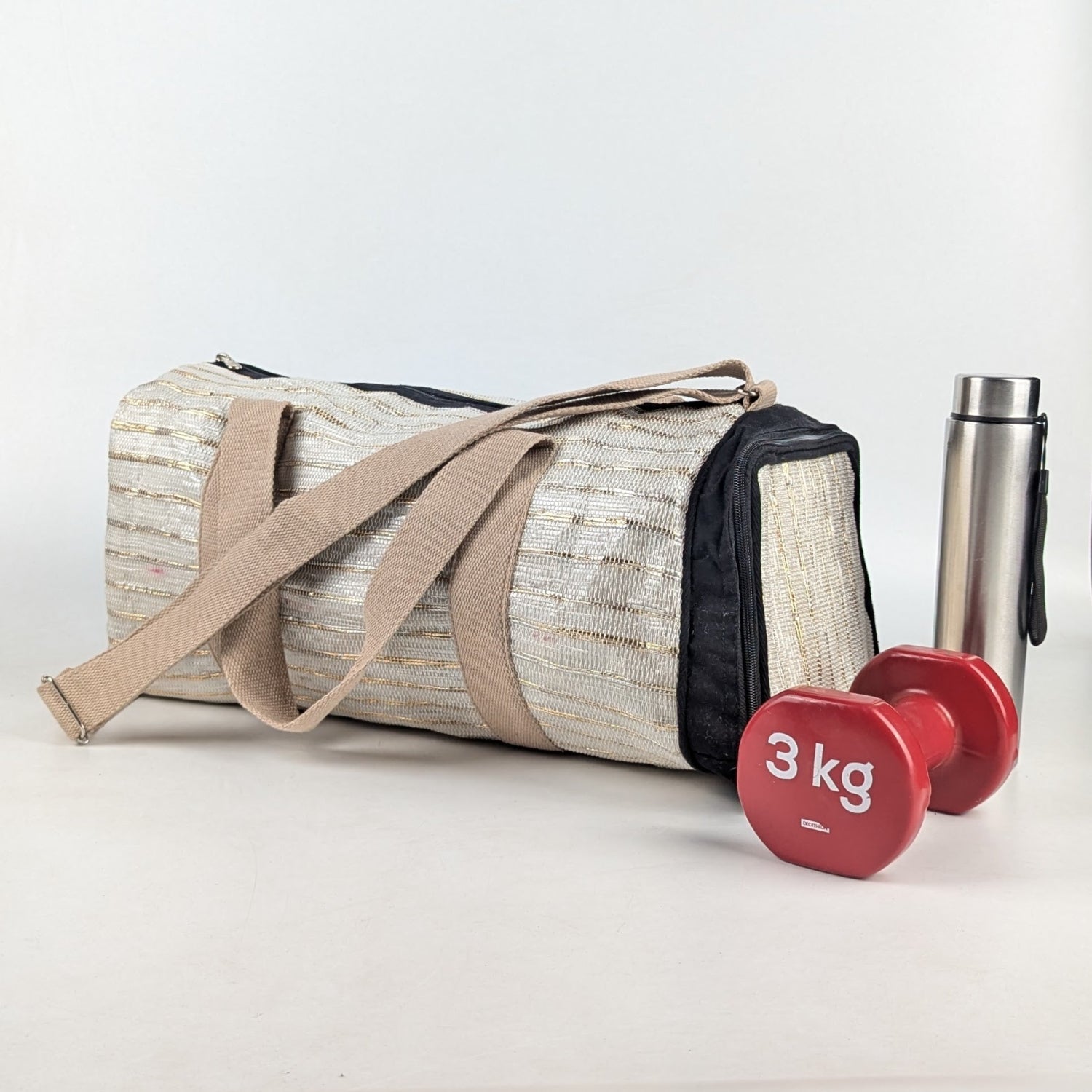 Upcycled Handcrafted Gym Duffle Weekender Bag (GDB0425-009)