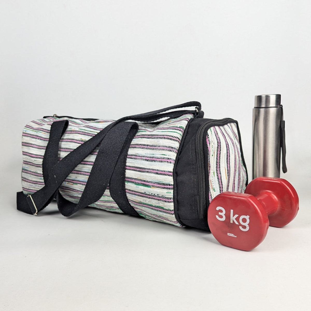 Upcycled Handcrafted Gym Duffle Weekender Bag (GDB0126-001)