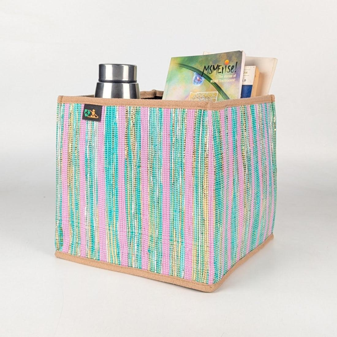 Upcycled Handwoven Collapsible Storage Basket Medium (CSBM0525-002) PS_W