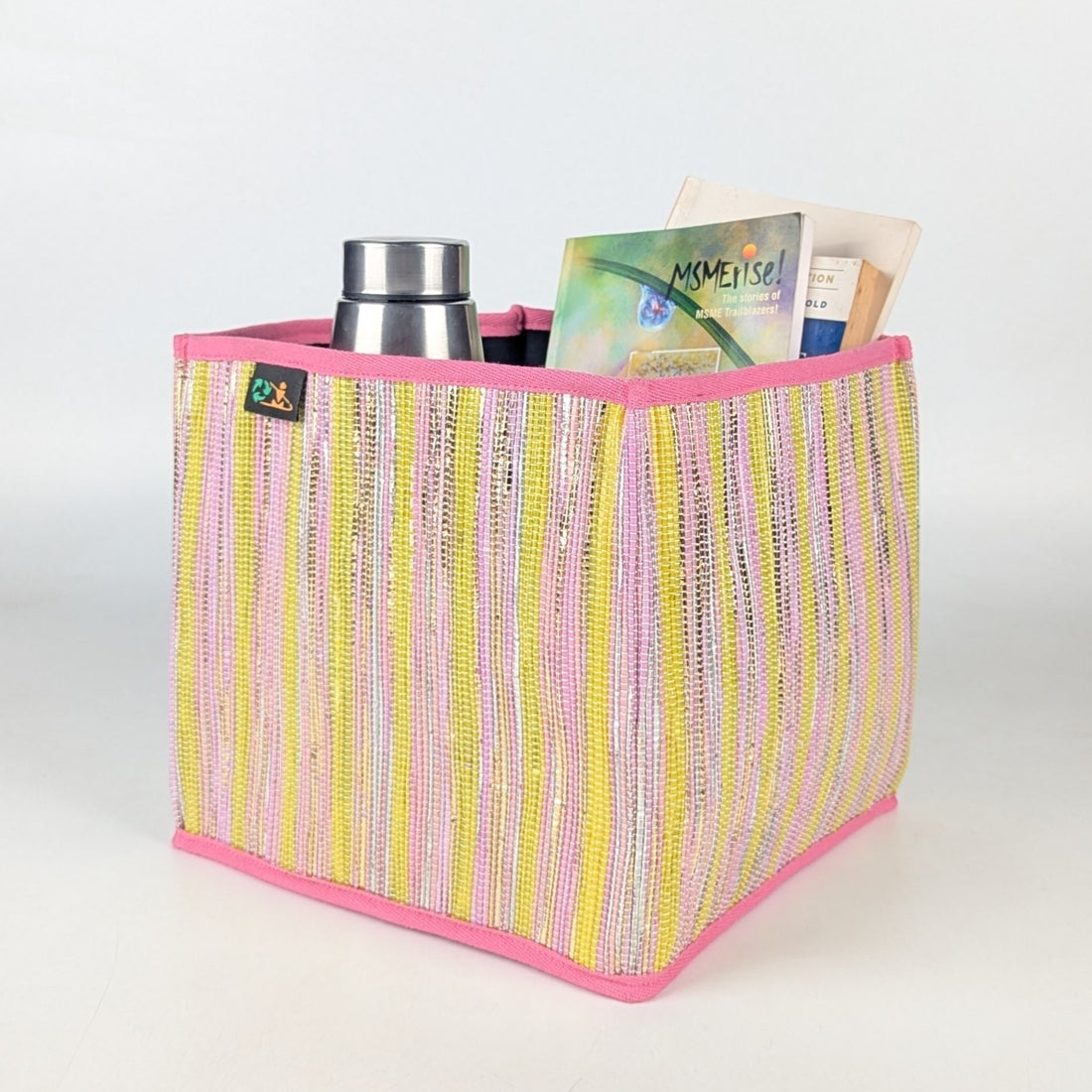 Upcycled Handwoven Collapsible Storage Basket Medium (CSBM0525-015) PS_W