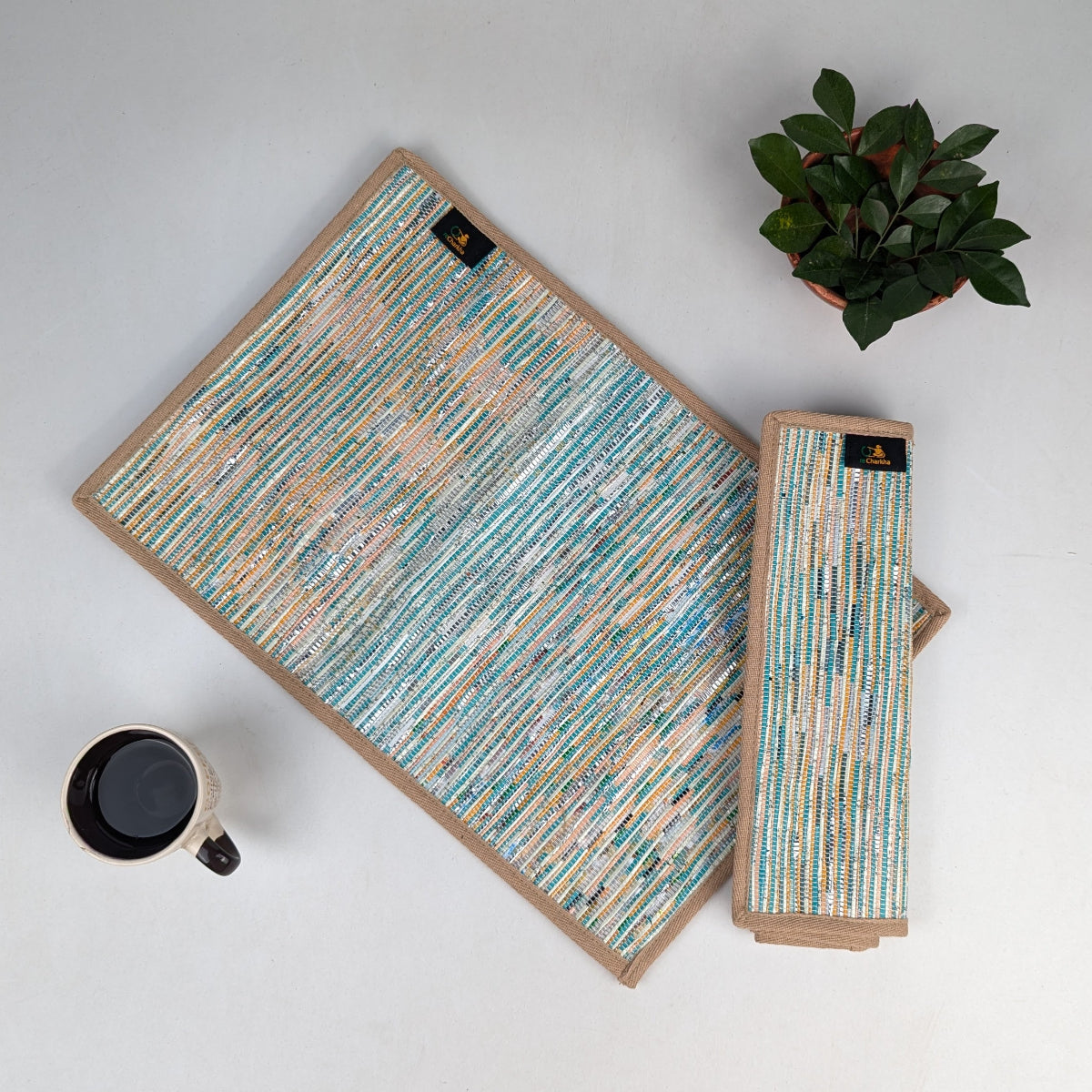 Upcycled Handwoven Table Mat (Set of 2) (TM0226-001) PS_W