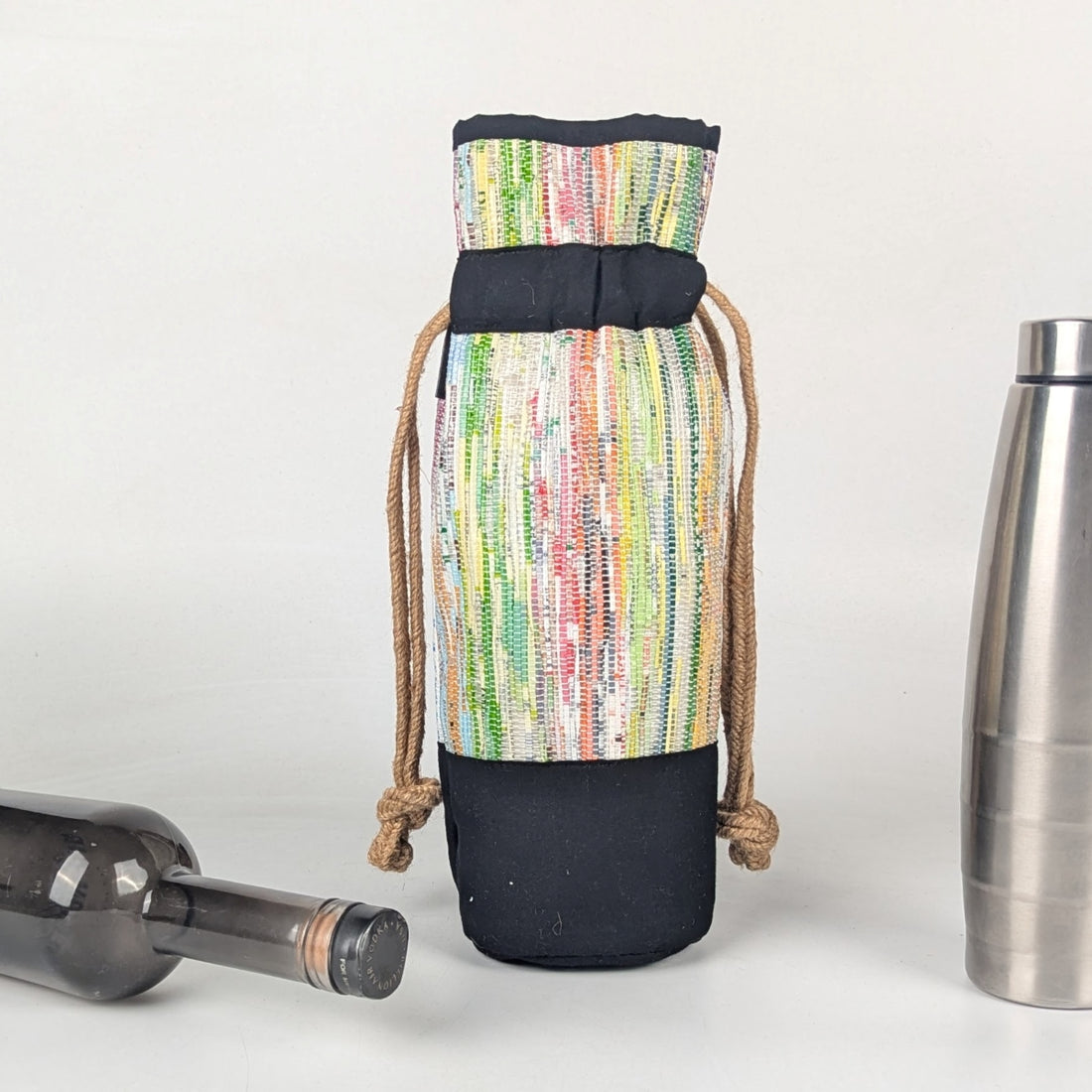 Upcycled Handwoven Wine Bottle Holder (WB0625-008) PS_W