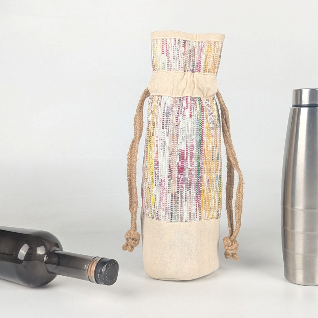 Upcycled Handwoven Wine Bottle Holder (WB0625-009) PS_W