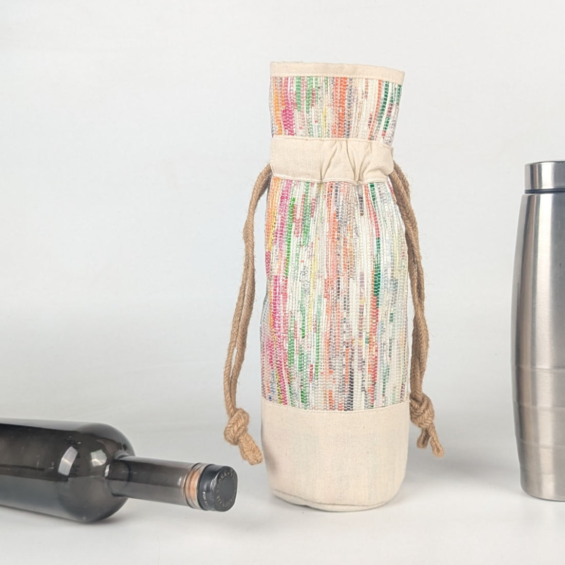 Upcycled Handwoven Wine Bottle Holder (WB0625-011) PS_W