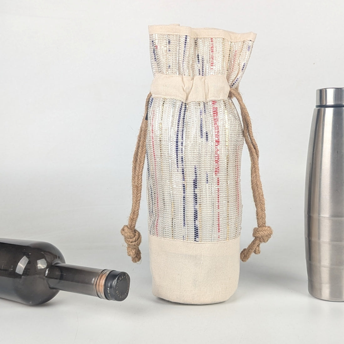 Upcycled Handwoven Wine Bottle Holder (WB0625-013) PS_W