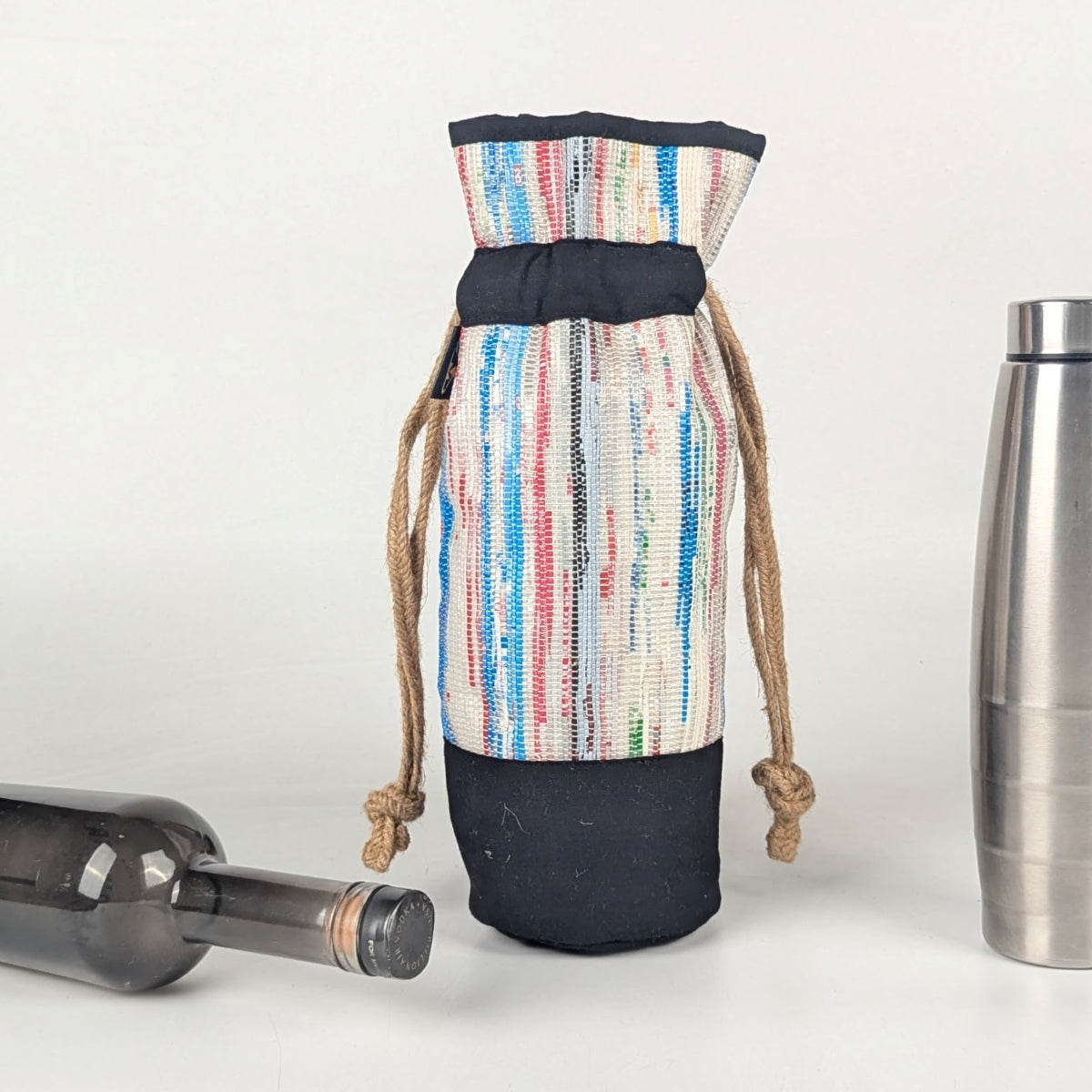 Upcycled Handwoven Wine Bottle Holder (WB0625-014) PS_W