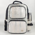 White Silver Shimmery Striped Upcycled Handwoven Commuter Backpack (CBP0824-003) PS_W