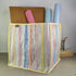 White with Multicolored Stripes Waste Plastic Wrappers Upcycled Handwoven Collapsible Storage Basket Big (CSBB0424-004) PS_W