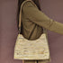 Yellow White Striped Waste Plastic Wrappers Upcycled Handwoven Baguette Bag (BTB0424-008) PS_W