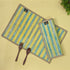 Yellow Green Silver Shimmery Striped Upcycled Handwoven Table Mat (Set of 2) (TM0824-002) PS_W
