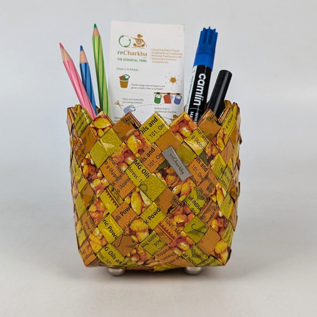 Yellow Orange Red Medium Basketry Deco Planter (BDSM1224-005)