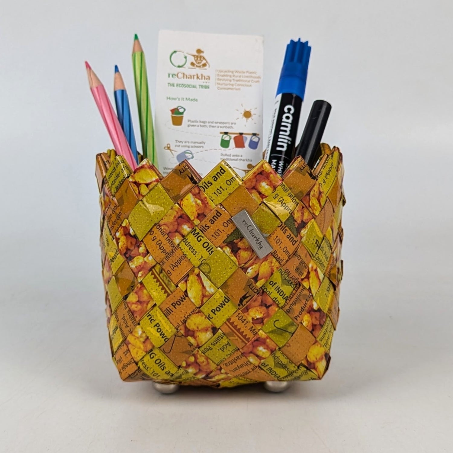 Yellow Orange Red Medium Basketry Deco Planter (BDSM1224-005)