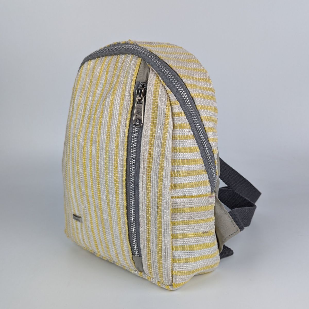 Yellow White Striped Upcycled Handwoven Bug Pack (BPK0125-004) PS_W