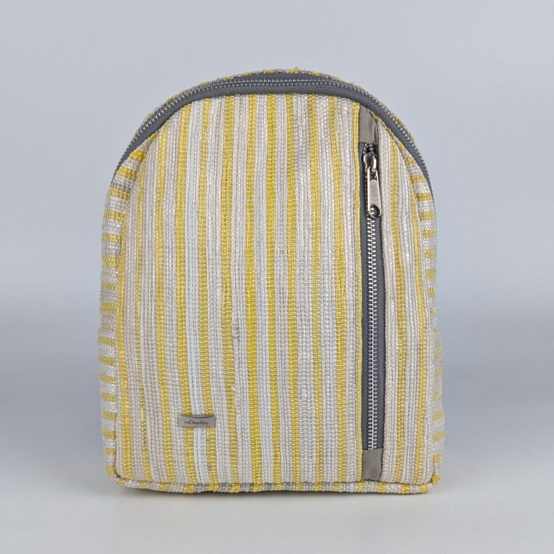 Yellow White Striped Upcycled Handwoven Bug Pack (BPK0125-004) PS_W