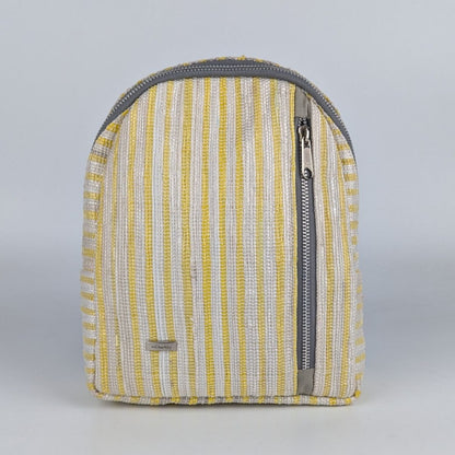 Yellow White Striped Upcycled Handwoven Bug Pack (BPK0125-004) PS_W