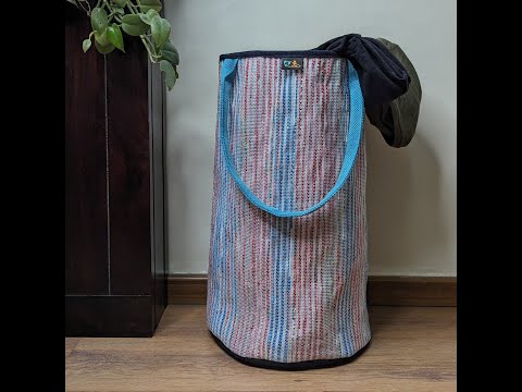 Multicolored Striped Upcycled Handwoven Laundry Bag (LBG0824-008) PS_W