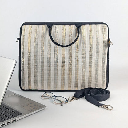 reCharkha X India Hikes Gold and White Stripes Laptop Sleeve 16 inch (LSB160624-004) PS_W