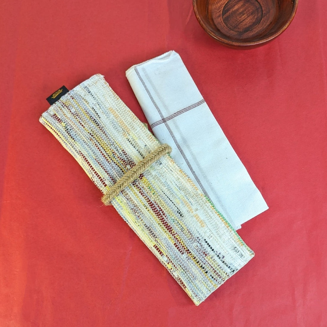 Pastel Colours  Upcycled Handwoven Cutlery Kit (CK0324-112)-backside